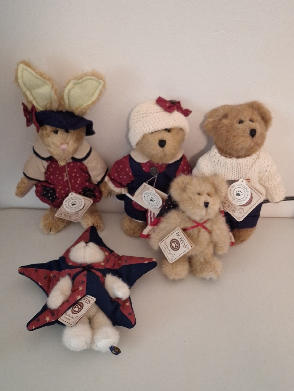 5 Boyds Bears- Emily Babbit, Bailey, Edmund, Chase Starsley, & Yankee Doodle NWT
